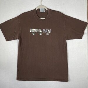Caribbean Side Riviera Maya Girls Large Chocolate Brown Shirt Made in Mexico